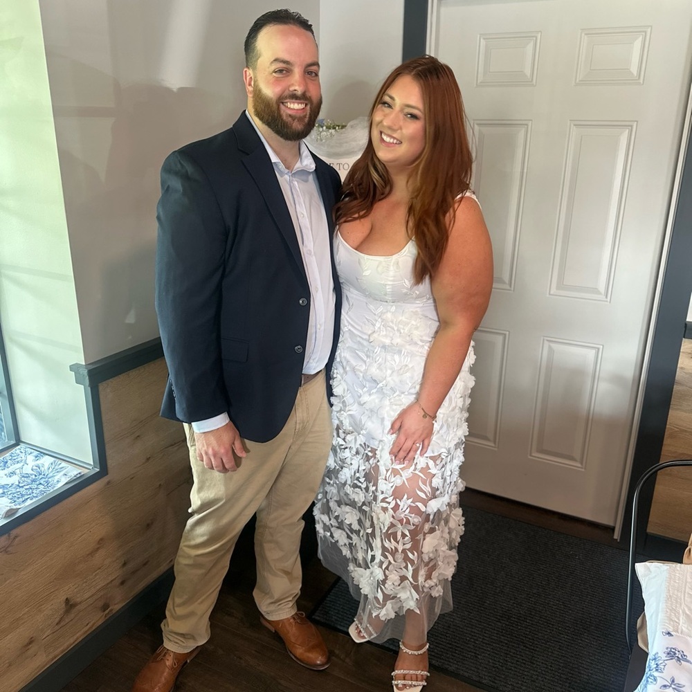 Show me your MuMu white Stephanie DressXXL floral embroidered bridal engagement - Picture 3 of 4